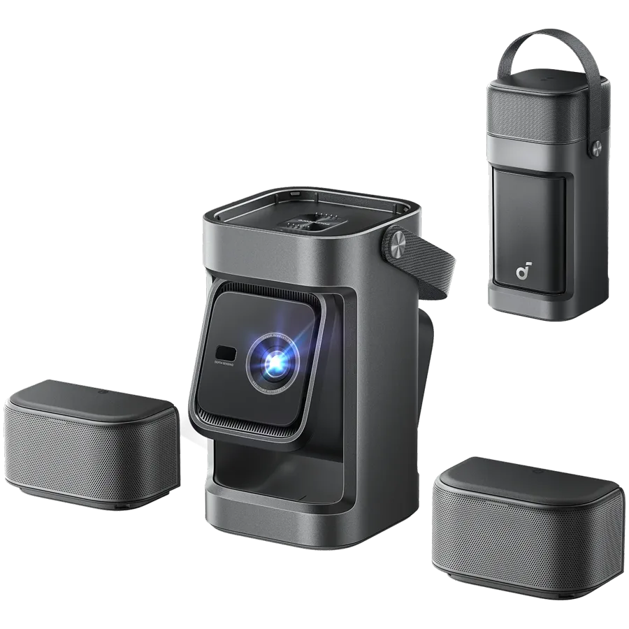 Anker, Soundcore Nebula P1, 1080p Full HD, 650 ANSI Lumens, 20W Detachable Surround Speakers, Dolby Audio, Up to 180" Screen, Google TV, Auto Focus Adjustment