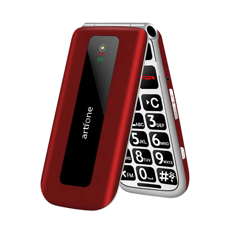 Telefon na tipke Artfone F20 preklop Red
