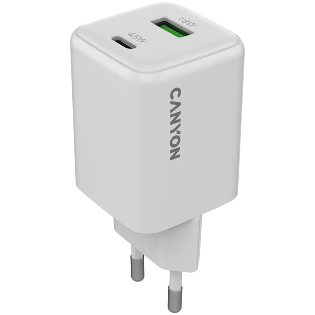 CANYON charger CU45AC GaN 45W 1xPD 1xQC EU White