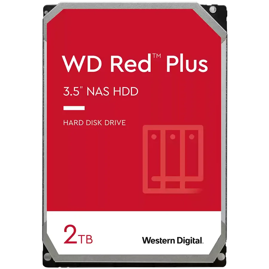 HDD NAS WD Red Plus 2TB CMR, 3.5'', 64MB, 5400 RPM, SATA, TBW: 180