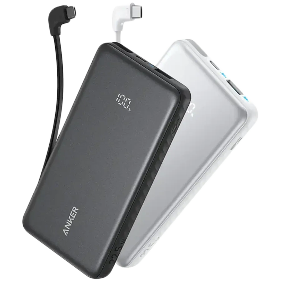 Anker Zolo Power Bank (10K, 22.5W, Built-In USB-C Cable) Black
