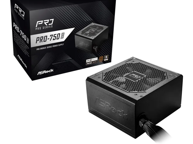 ASRock PSU 750W Bronze, Pro80PLUS, 120mm fan, ATX 3.1PCIe 5.1