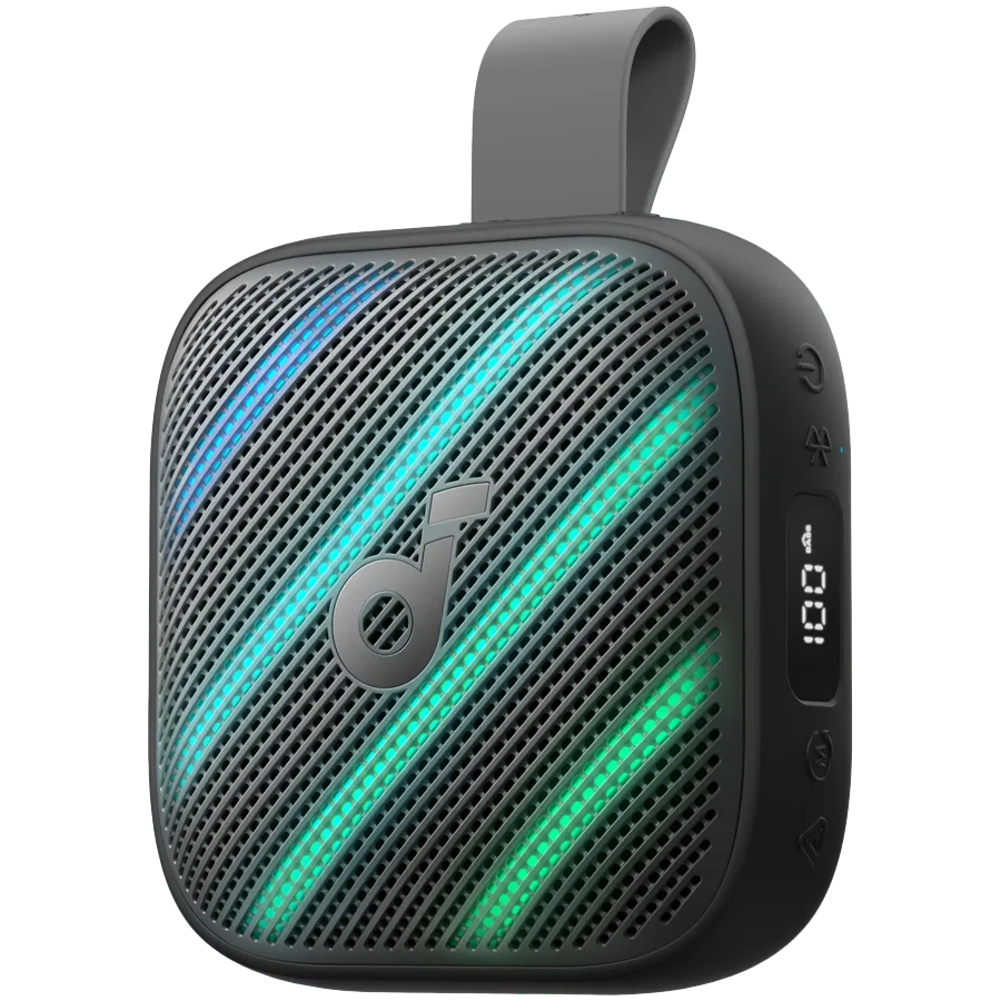 Anker, Soundcore Boom Go 3i Black, 24 Hour Playtime, 15W, IP68, Battery Display, Emergency Charging for Phone, TWS Pairing capable, RGB Lights