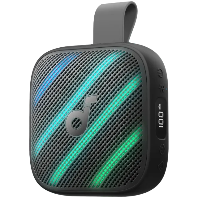 Anker, Soundcore Boom Go 3i Black, 24 Hour Playtime, 15W, IP68, Battery Display, Emergency Charging for Phone, TWS Pairing capable, RGB Lights