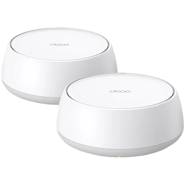 TP-Link Deco BE22(2-PACK) BE3600 Whole Home Mesh Wi-Fi 7 System, 688 Mbps at 2.4 GHz + 2882 Mbps at 5 GHz, Internal Antennas, 2 x 1 Gigabit Ports (WAN/LAN auto-sensing), 160MHz for 5 GHz, 4-Stream, De