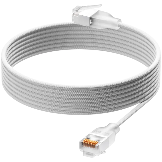 Ubiquiti UACC-Cable-Patch-EL-C6A-0.3M-W Ultra-thin braided patch cable, designed and optimized for 10 GbE networking, Translucent booted RJ45 for optimal Etherlighting brightness