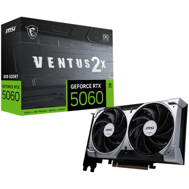 MSI Video Card NVIDIA GeForce RTX 5060 8G VENTUS 2X OC (8GB GDDR7/128bit, 3xDP, 1xHDMI, Recommended PSU 550W)