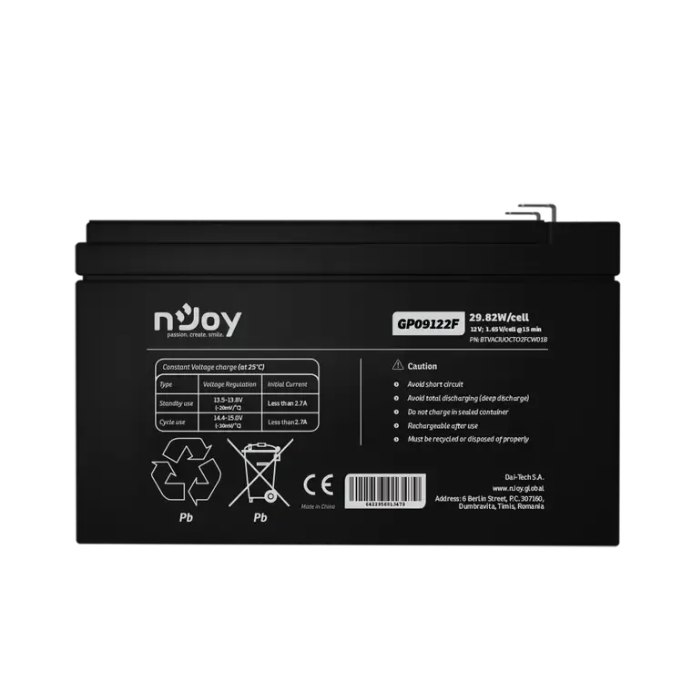 NJOY baterija 12V 9Ah GP09122F T2/F2