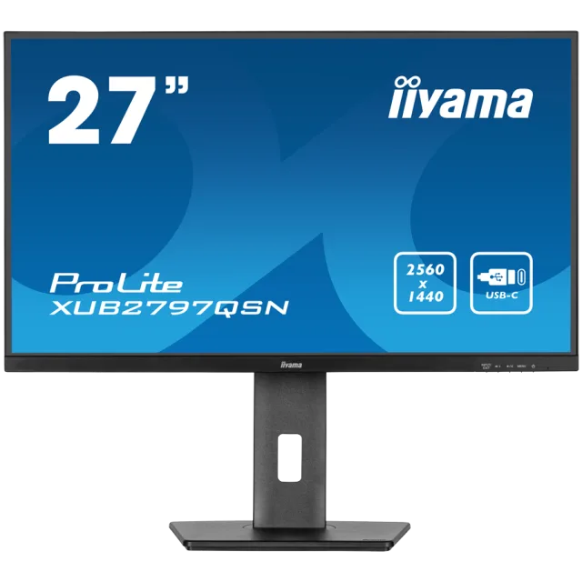 IIYAMA Monitor LED XUB2797QSN-B2 27" IPS 2560 x 1440 @100Hz 300 cd/m² 1300:1 1ms HDMI DP USB-C 65W RJ45 Daisy Chain USB Hub 3.2 height, swivel, tilt, pivot (rotation both sides), 3-side borderless des