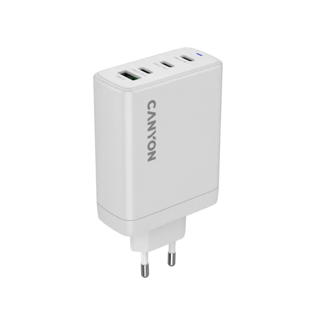 CANYON charger OnCharge 120 GAN Total 120W MAX 3 USB-C +1 USB-A White EU plug
