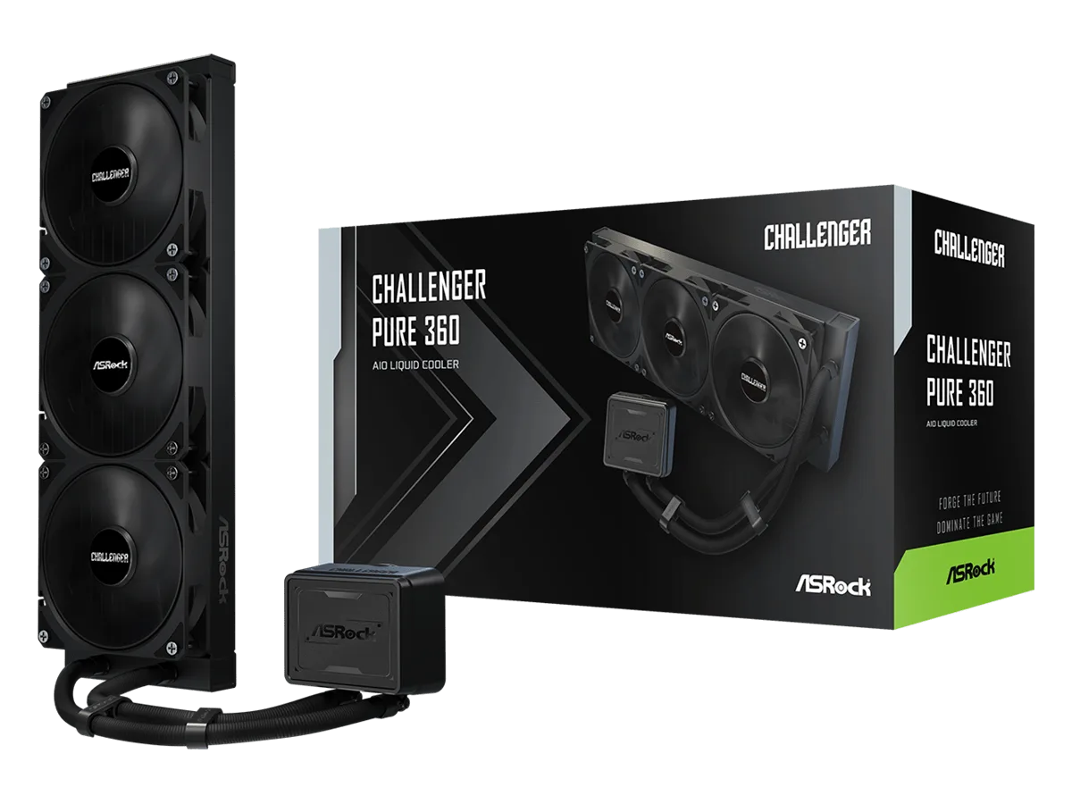 ASROCK 360 LCD AIO BlackCPU Liquid Cooler, Challenger1851, 1700, AM4, AM5