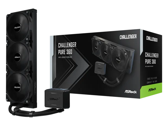 ASROCK 360 LCD AIO BlackCPU Liquid Cooler, Challenger1851, 1700, AM4, AM5