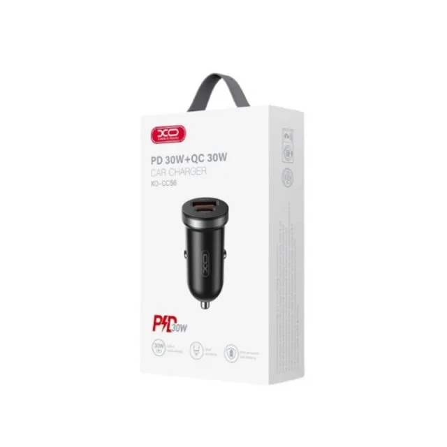 Auto punjac XO CC56 30W USB+Type C + kabal type-C Crni
