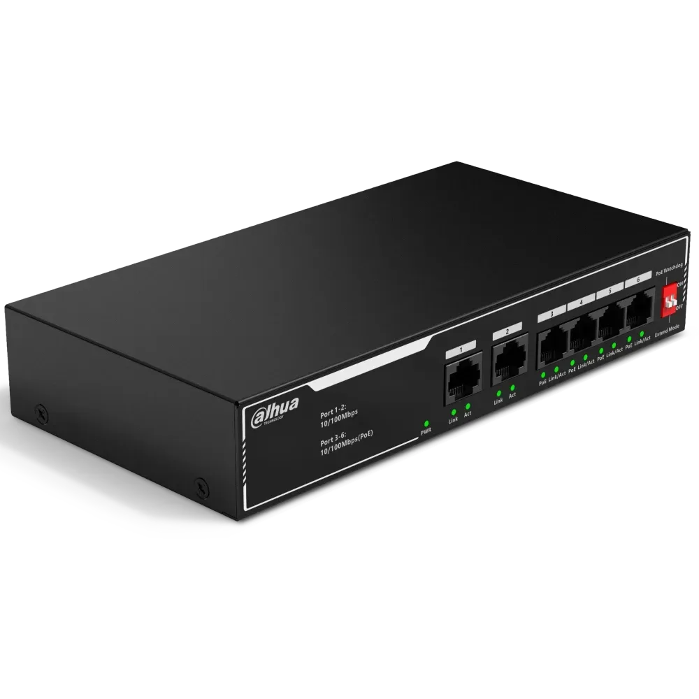 Dahua 6-Port Unmanaged Gigabit PoE Switch with 4-Port PoE