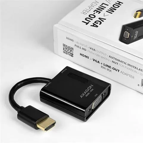 AXAGON RVH-VGAN, HDMI -> VGA Reduction / Adapter, FullHD, Audio OUT