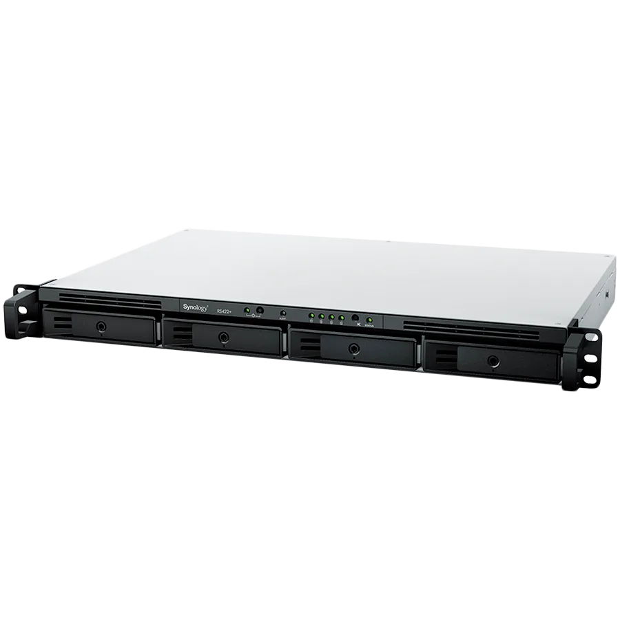 Synology NAS RS422+, rack, AMD Ryzen R1600, 2GB DDR4, 4-bay,  USB, LAN 2x1GbE, 1U, 1 x Gen3 x2 network upgrade slot, 3-year hardware warranty.