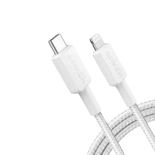 Anker 322 USB-C to Lightning Cable (3ft Braided) White