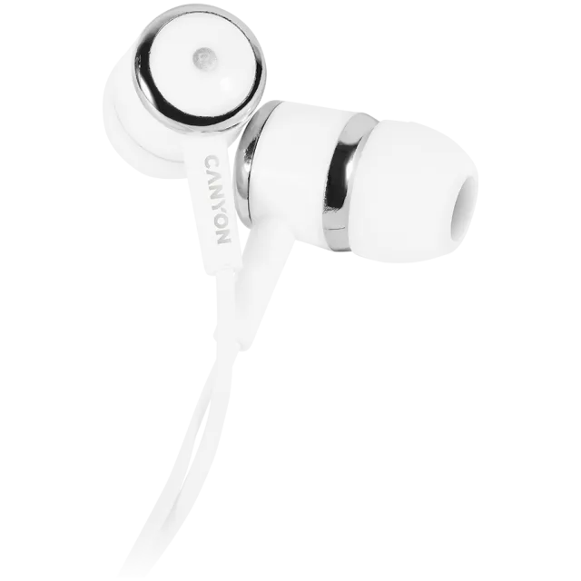 CANYON Stereo earphones with microphone, White