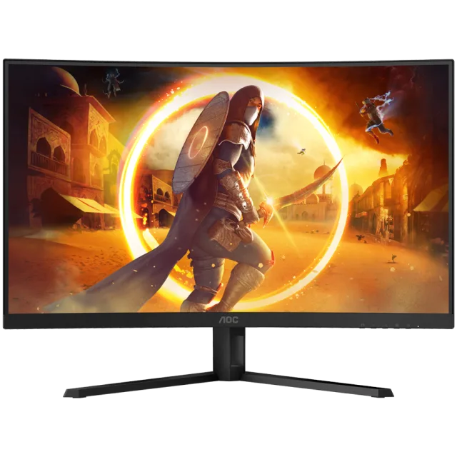 AOC Monitor Gaming CQ32G4VE Curved 31.5” FAST VA, 16:9, 2560x1440, 180Hz, 0.5ms, 300 cd/m2, 3500:1, Audio, HDMI, DP, 3-sided frameless, Adaptive Sync, Tilt, Black-Red, VESA 3y
