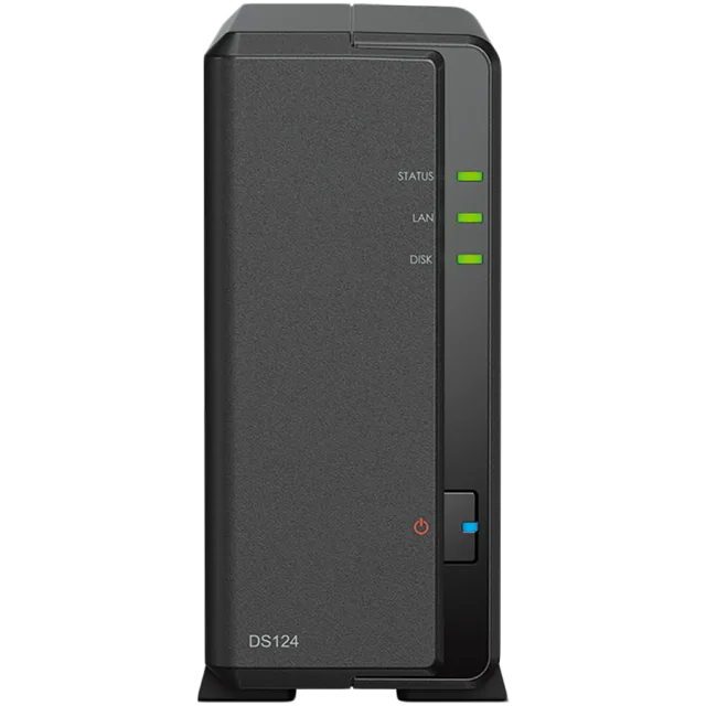Synology DiskStation DS124 1-Bay NAS, CPU 4-core 1.7 GHz, 1 GB DDR4, 1 x 1Gbe LAN, 2 x USB 3.2