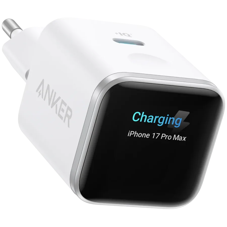 Anker Nano Charger (45W, Smart Display), Smart iPhone Recognition With Care Mode, 45W Max Fast Charging with Smart Power Adjustment, Pocket Size, Powered by GaN