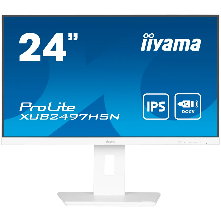 IIYAMA Monitor LED XUB2497HSN-W2 23.8" IPS 1920 x 1080 @100Hz 16:9 300 cd/m² 1300:1 1ms HDMI DP USB-C 65W RJ45 height, swivel, tilt, pivot (rotation both sides)