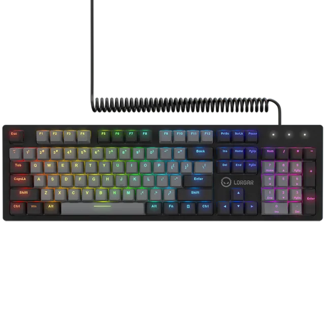 LORGAR Azar 514, Wired mechanical gaming keyboard, RGB backlight, 1680000 colour variations, 18 modes, keys number: 104, 50M clicks, linear dream switches, spring cable up to 3.4m, ABS plastic+metal,