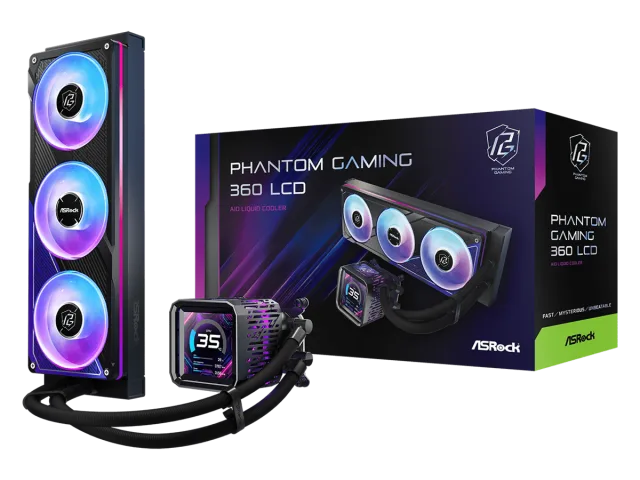 ASROCK 360 A-RGB LCD AIOLiquid Cooler, Phantom Gaming3.4" LCD, 1851, 1700, AM4, AM5