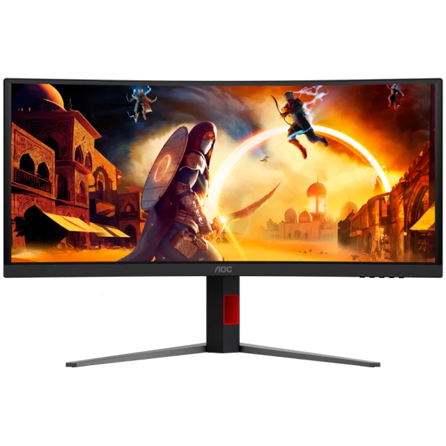 AOC Monitor Gaming CU34G4CA Curved 34", UWQHD (3440x1440), Fast VA, 1500R, 180Hz, 1ms (GtG), 450cd/m2, 3000:1, Adaptive Sync, HDR400, USB hub, 1x USB-C (DP Alt mode, PD 90W), 2x HDMI 2.0, 1x DP 1.4, K