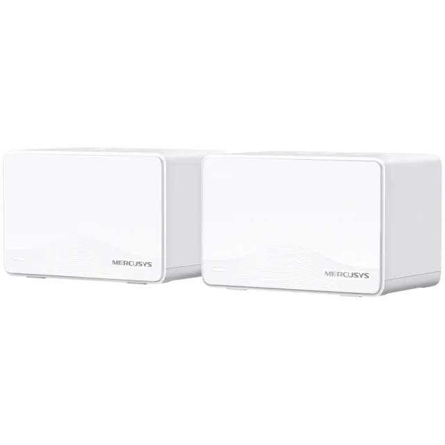 Mercusys Halo H25BE (2-Pack) BE3600 Whole Home Mesh Wi-Fi 7 System, 688 Mbps at 2.4 GHz + 2880 Mbps at 5 GHz, Internal Antennas, 3x Gigabit Ports per Unit (WAN/LAN auto-sensing), MLO, 4096-QAM, OFDMA,