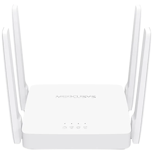 Mercusys AC10 AC1200 Wireless Dual Band Router, 300 Mbps at 2.4 GHz + 867 Mbps at 5 GHz, 4 × 5 dBi Fixed External Antennas, 2× 10/100 Mbps LAN Ports, 1× 10/100 Mbps WAN Port, Access Point Mode, Beamfo