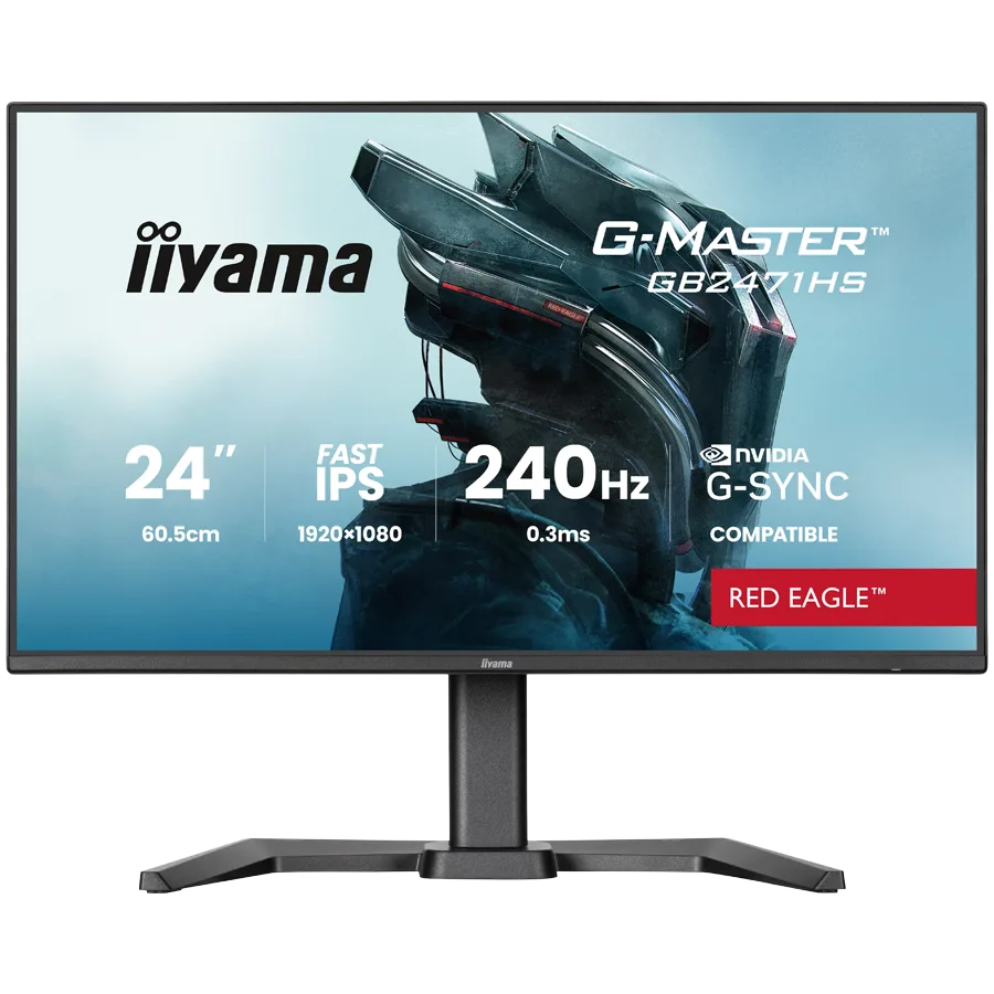 IIYAMA Gaming Monitor GB2471HS-B1 G-MASTER 23.8" Fast IPS 1920 x 1080 240Hz 350cd 1000:1 0.2ms HDMI DP Full Ergo