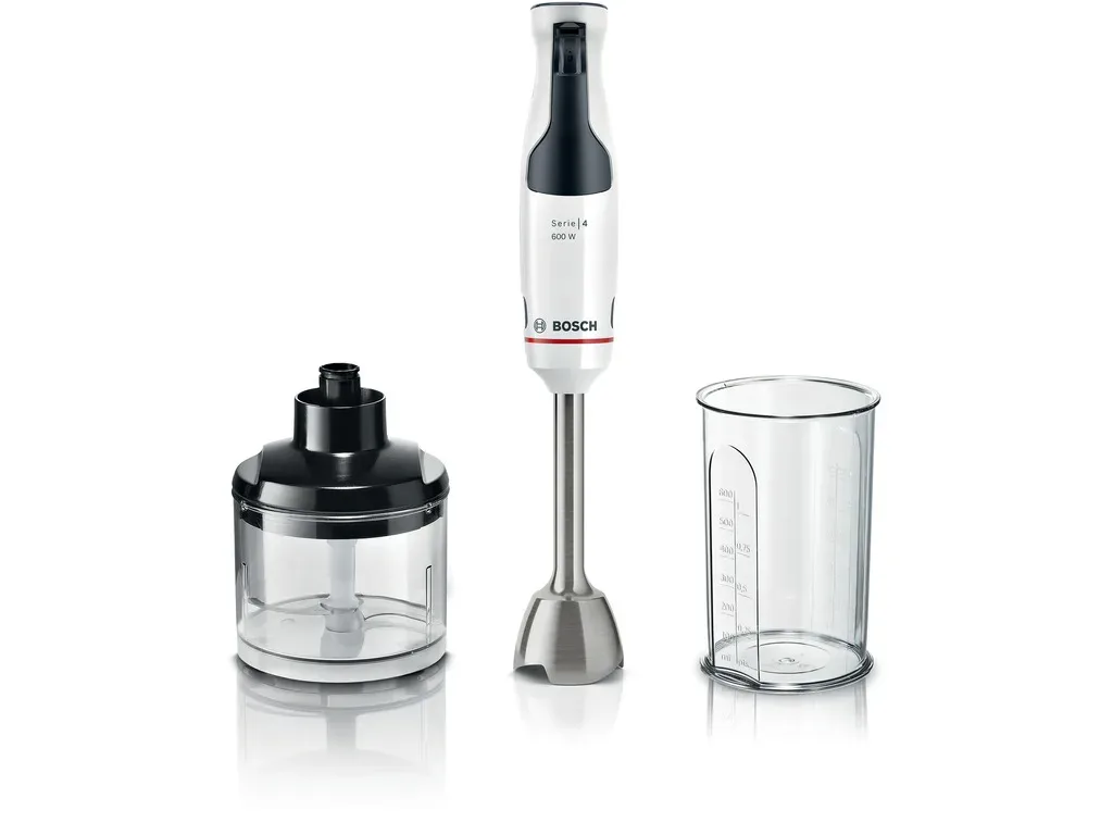 BOSCH štapni mikser Serie 4|,600W BIJELA, Mjerna posuda+ Sjeckalica,