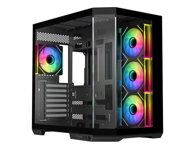 RYZE Mythic MT500 4F Black 1x ARGB fan, 3x ARGB Reverse ATX, Dual chamber case