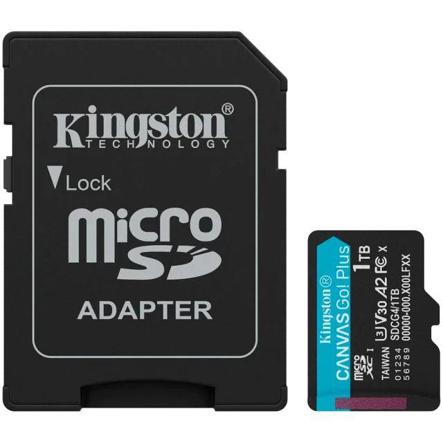 Kingston 1TB microSDXC Canvas Go Plus Gen4 200MB/s A2 U3 V30 Card + Adapter