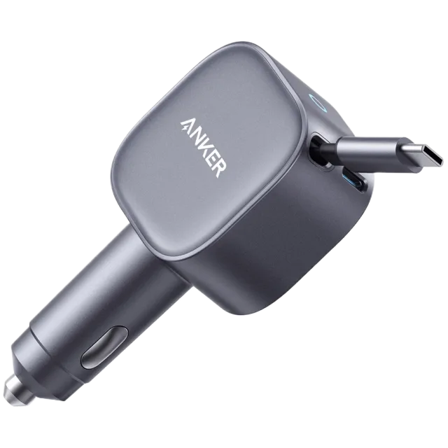 Anker Nano Car Charger (75W, USB-C Port, Built-In Retractable USB-C Cable)