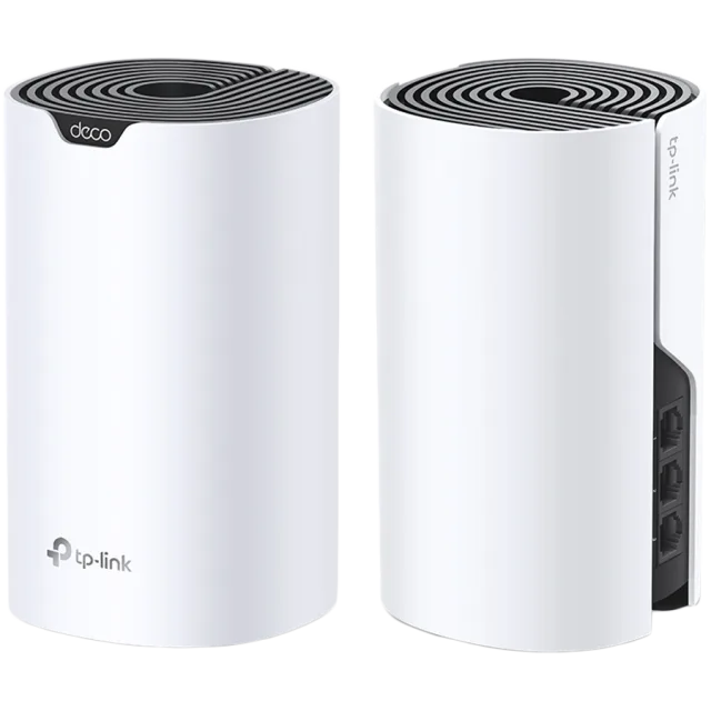 TP-Link Deco S7(2-pack) AC1900 Whole Home Mesh Wi-Fi System, 600 Mbps at 2.4 GHz +1300 Mbps at 5 GHz, 3× Internal Ant., 3× Gigabit Ports (WAN/LAN auto-sensing),Deco App,Router/AP Mode, IPv6,IPTV,Paren