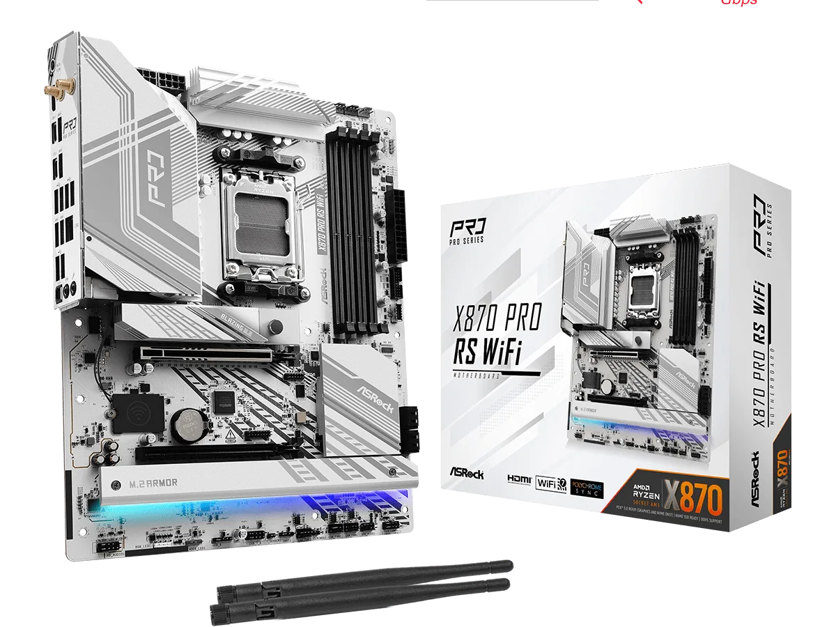 ASROCK MB X870 PRO RS WIFIAMD X870, 4xDDR5, 3xM.24xSATA, WIFI7, USB4, RAID, ATX, 2.5G LAN