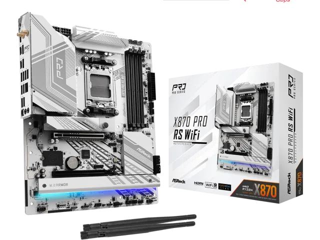 ASROCK MB X870 PRO RS WIFIAMD X870, 4xDDR5, 3xM.24xSATA, WIFI7, USB4, RAID, ATX, 2.5G LAN