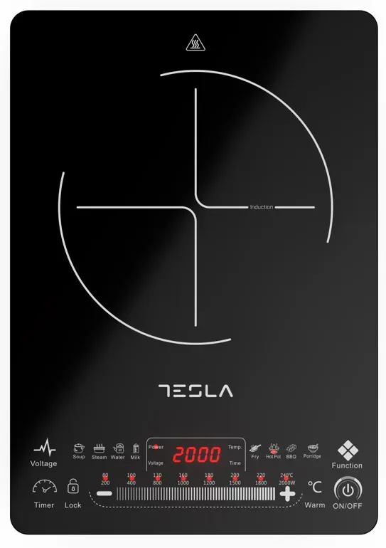 TESLA Indukcijski rešo IC400BSnaga 2000 W; Touch dugmići; 8 nivoa snage i temperature; 9 prog kuh