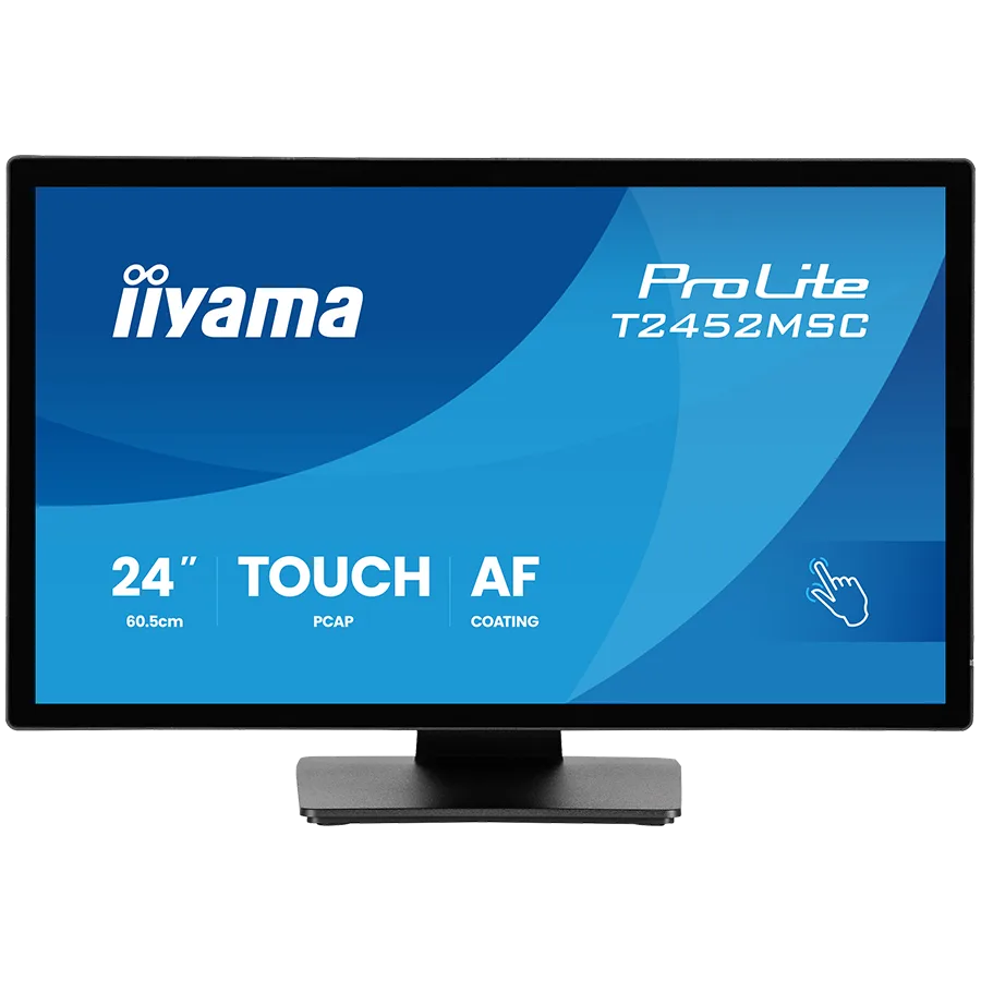 IIYAMA Monitor LED T2452MSC-B2 24" DeepContrast PCAP+ 10pt touchscreen 1920x1080 120Hz 400cd 5ms HDMI DP landscape, face-up tilt