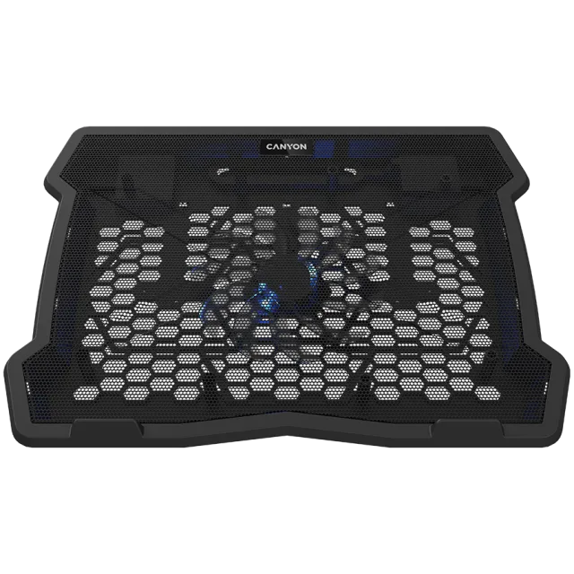 CANYON NS02, Cooling stand single fan with 2x2.0 USB hub, support up to 10”-15.6” laptop, ABS plastic and iron, Fans dimension:125*125*15mm(1pc), DC 5V, fan speed: 800-1000RPM, size:340*265*30mm, 406g
