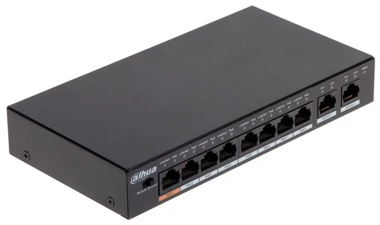 Dahua 10-Port Unmanaged Desktop PoE Switch with 8-Port PoE +2g DH-PFS3010-8ET-96