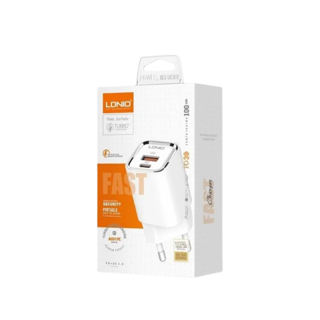 Kucni punjac LDNIO A2317C PD + QC3.0 30W (USB-A + USB-C) kabal USB-C - lightning