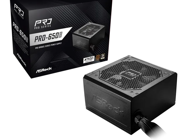 ASRock PSU 650W Bronze, Pro80PLUS, 120mm fan, ATX 3.1PCIe 5.1
