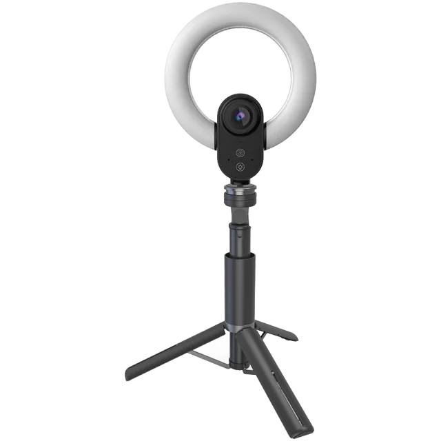 LORGAR Circulus 910, Streaming web camera, 5MP 2592X1944 max resolution, up to 60fps, 1/2.8", Sony STARVIS CMOS image sensor, full glass lens, 5.5'' built-in ring light (1700-14 000K), foldable tripod