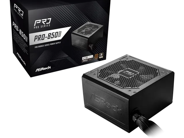ASRock PSU 850W Bronze, Pro80PLUS, 120mm fan, ATX 3.1PCIe 5.1