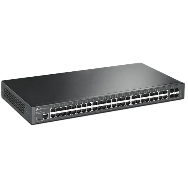 Omada 48-Port Gigabit L2+ Managed Switch 48× Gigabit RJ45 Ports, 4× 10G SFP+ Slots, RJ45/Micro-USB Console Port 1U 19-inch Rack-mountable Steel Case Integration with Omada SDN Controller
