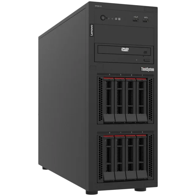 Lenovo ThinkSystem ST250 V3,1xIntel Xeon 6315P (4C 2.8GHz 55W),1x 16GB TruDDR5 5600MHz (1Rx8) ECC UDIMM,8x 2.5 Base,SW RAID,1x 800W HS Titanium,XCC Platinum,3yr Warranty