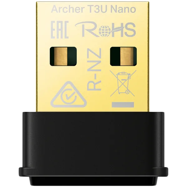 TP-Link Archer T3U Nano AC1300 Nano Wireless MU-MIMO USB Adapter,Nano size, 867Mbps at 5GHz + 400Mbps at 2.4GHz, USB 2.0, WPA3, Supports Windows 11/10/8.1/8/7, Mac OS 10.15 and earlier